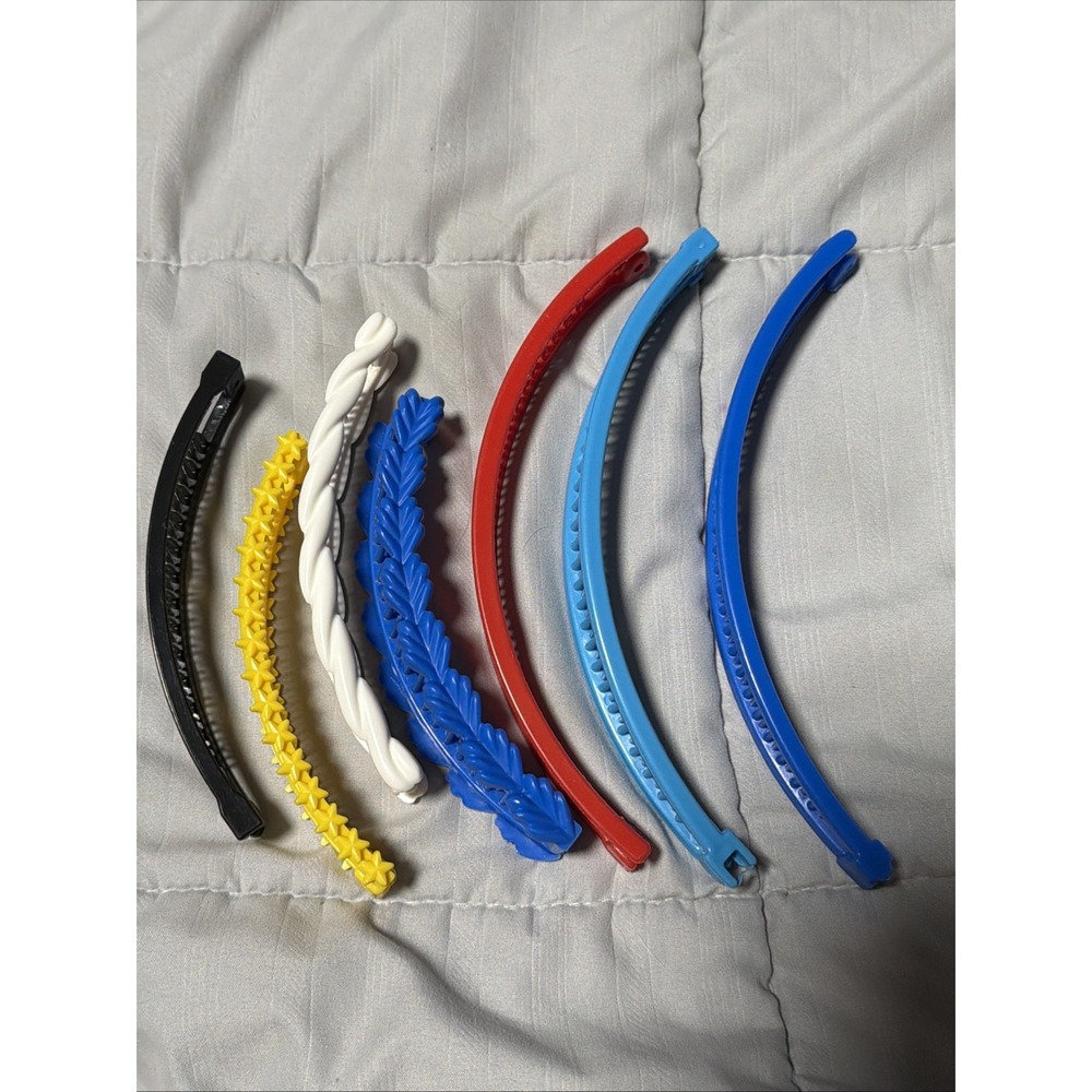 Vintage Banana Hair Clips Lot Of 7 1980s Ponytail Clincher Combs Retro - Picture 1 of 4